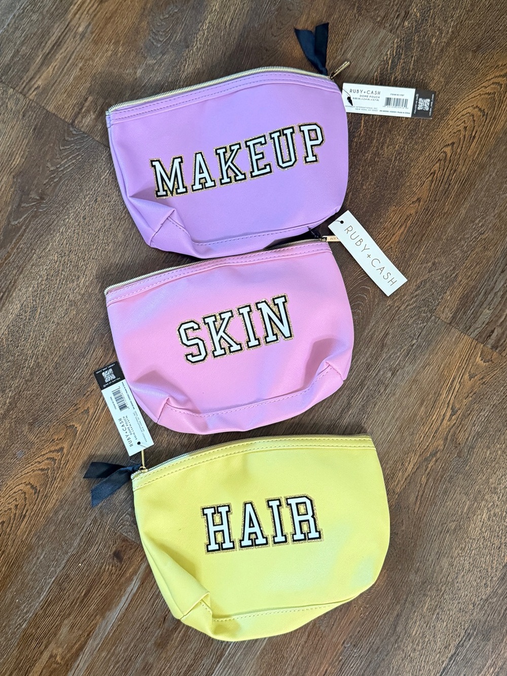 HAIR • SKIN • MAKEUP 3 Piece Travel Pouches - Ruby + Cash